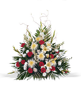 Red & White Traditional Funeral Mache